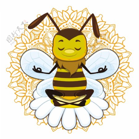 蜜蜂做瑜伽的背景