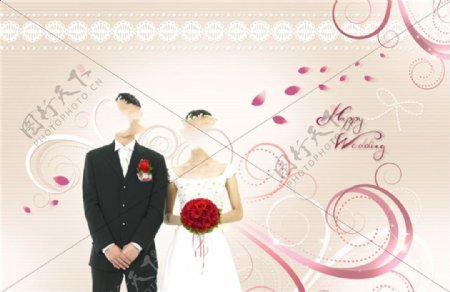 新郎新娘甜蜜婚礼图片PSD分层素材