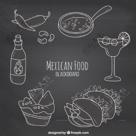 黑板的墨西哥食物