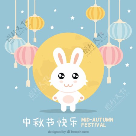 可爱兔中秋节