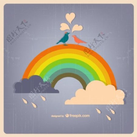 爱的彩虹和鸟