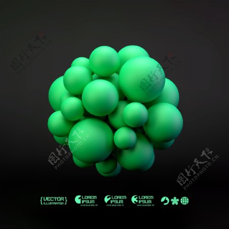 绿色圆球组成的立体图案