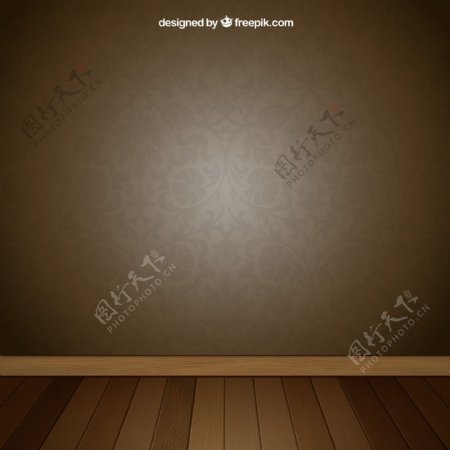 咖啡色壁纸与地板矢量素材