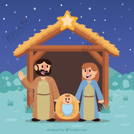 耶稣诞生的可爱背景
