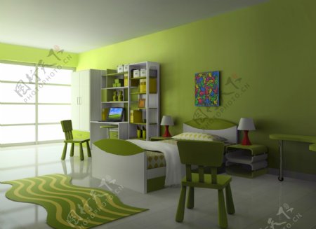 绿色卧室