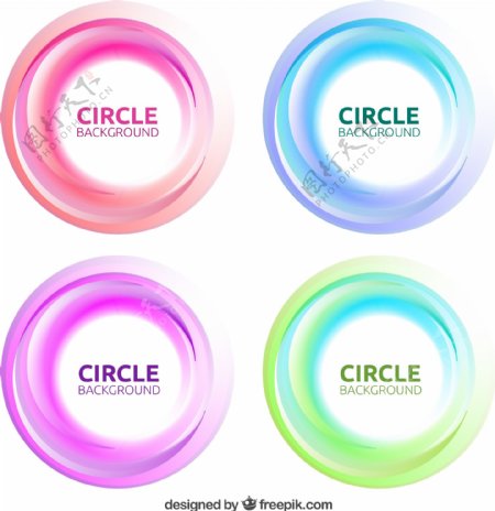 4款时尚彩色圆环矢量素材
