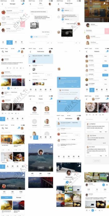 社交应用界面包移动手机APP界面UI