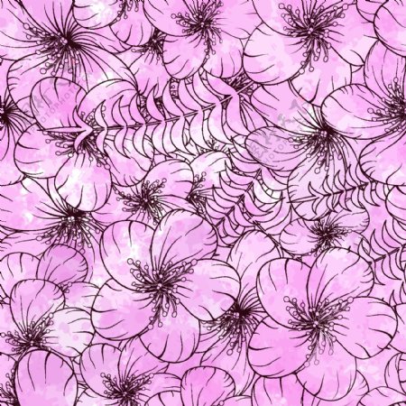 紫色涂鸦花朵矢量素材下载