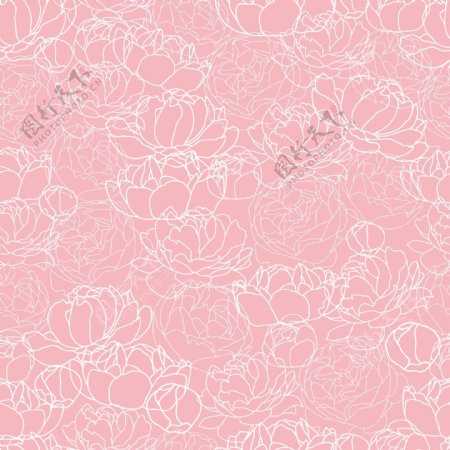 粉色牡丹花纹无缝背景矢量图图片