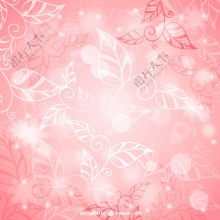 粉色叶形花纹背景图片