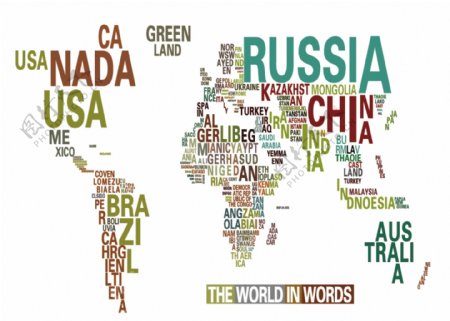 字母拼接出来的世界地图