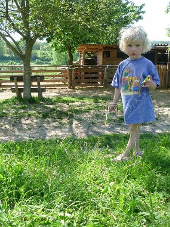 站在草地上的男孩