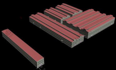 厂房红瓦简单模型多个模型3DMAX