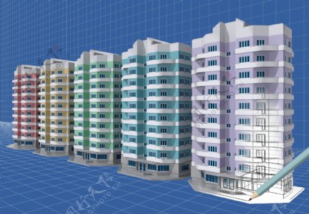 3D建筑模型与立体格子空间