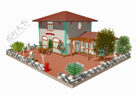 3D别墅效果图