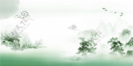 水墨中国风风景画素材