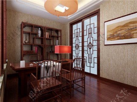 中式书房客厅装饰