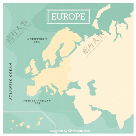 蓝色背景欧洲地图矢量素材