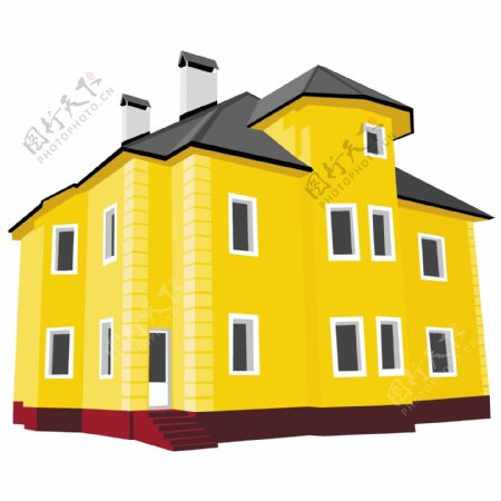 黄色的别墅小屋设计图案背景