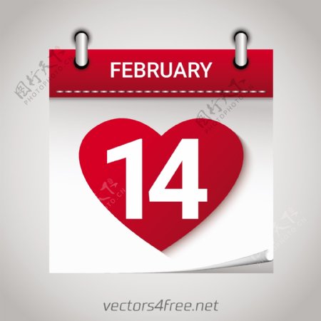 2月14日情人节日历矢量图标