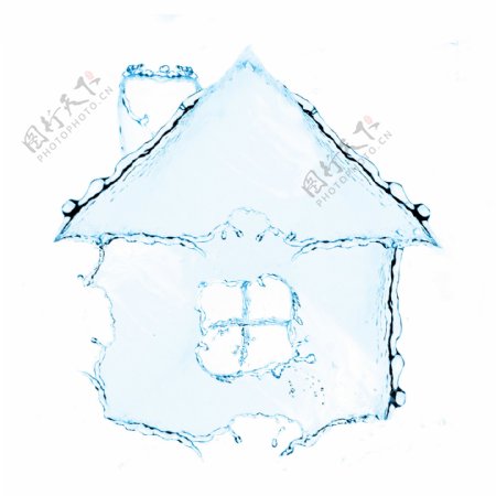 创意水组成的房子图案高清图片下载