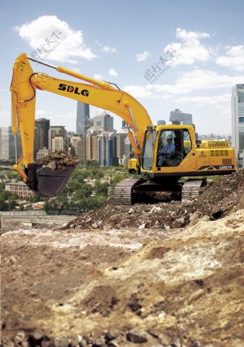 挖掘机建筑工地施工现场图片