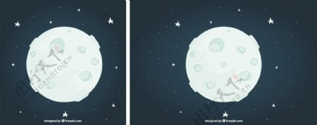 月亮背景和手绘星星