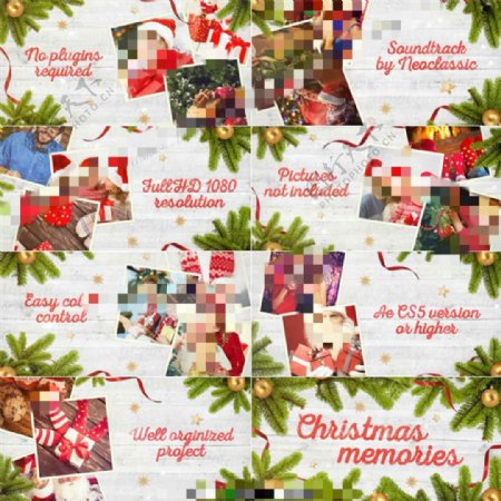 温柔美好的圣诞家庭记忆图集AE模板