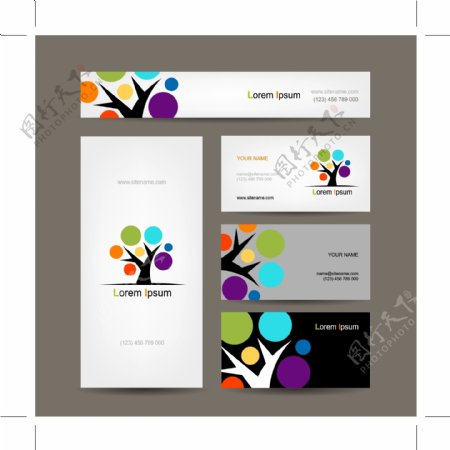 彩色树商务卡片图片