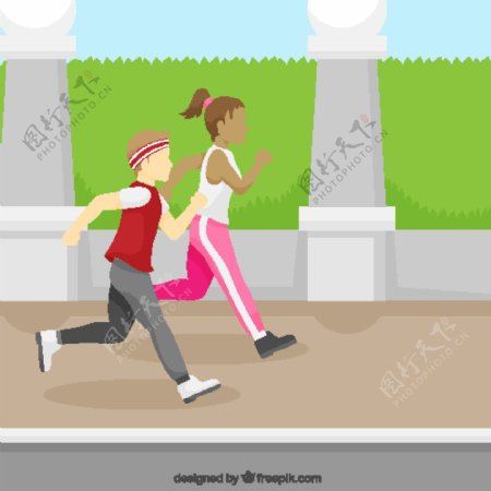 儿童跑步绿草背景