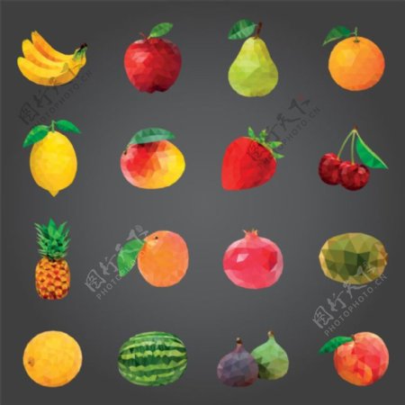 彩色多边形水果图片