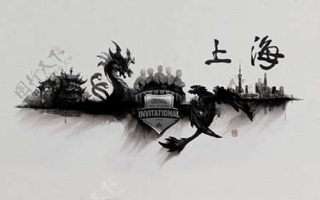 典雅水墨上海宣传海报