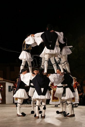 希腊民间舞蹈传统传统的跳舞性能舞蹈家服装