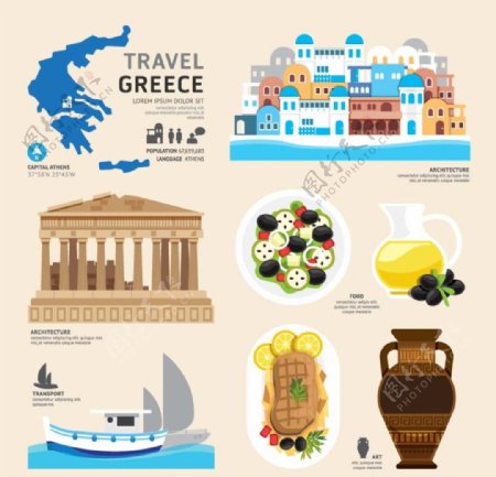 希腊旅游元素