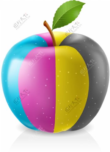 彩色颜料图画苹果喷洒