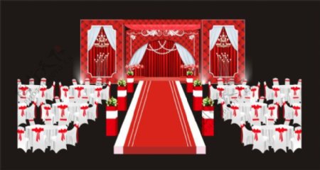 红色现代软包婚礼舞台