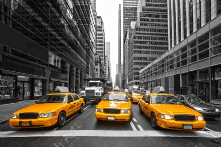 城市街道上的出租车图片