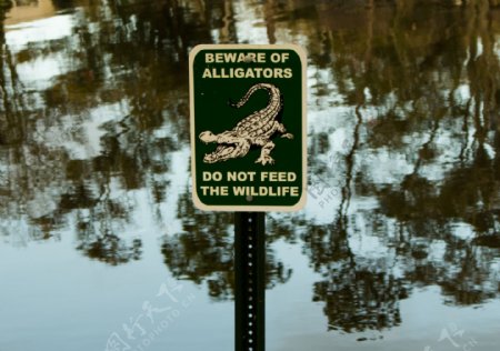 河边鳄鱼保护标志牌图片