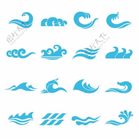 浪花标志设计矢量素材海浪logo