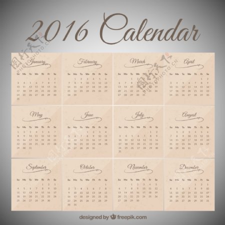 2016日历模板图片