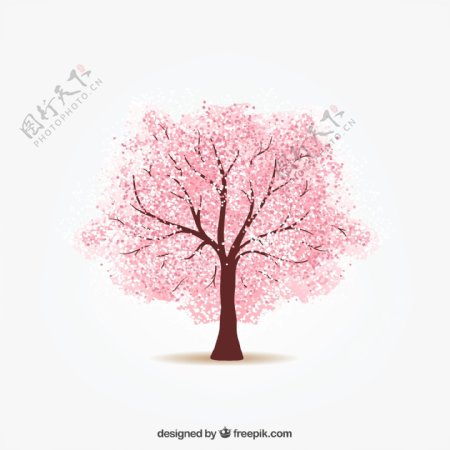 粉色樱花树矢量