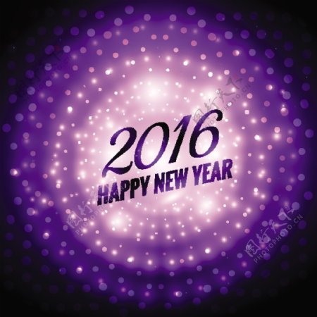 闪亮的新的一年2016紫色的背景色