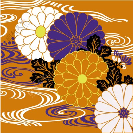 彩色中式花纹背景图