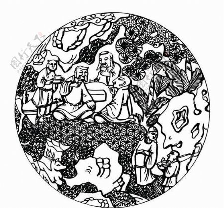 元明时代矢量版画古典图案矢量中华五千年AI源文件0337