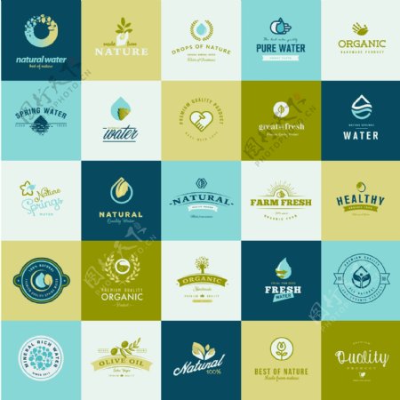 植物环保企业餐饮行业logo标志徽章