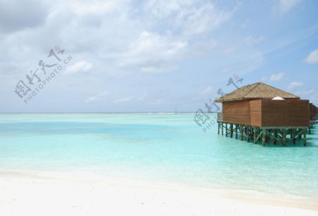 马尔代夫水上别墅海滩场景