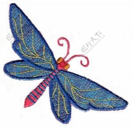 绣花动物昆虫蜻蜓色彩免费素材