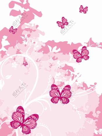 粉红蝴蝶艺术背景