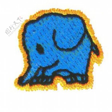 绣花动物色彩大象蓝色免费素材