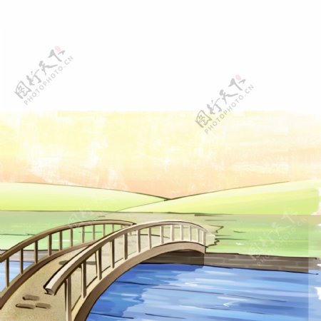 卡通小桥河水